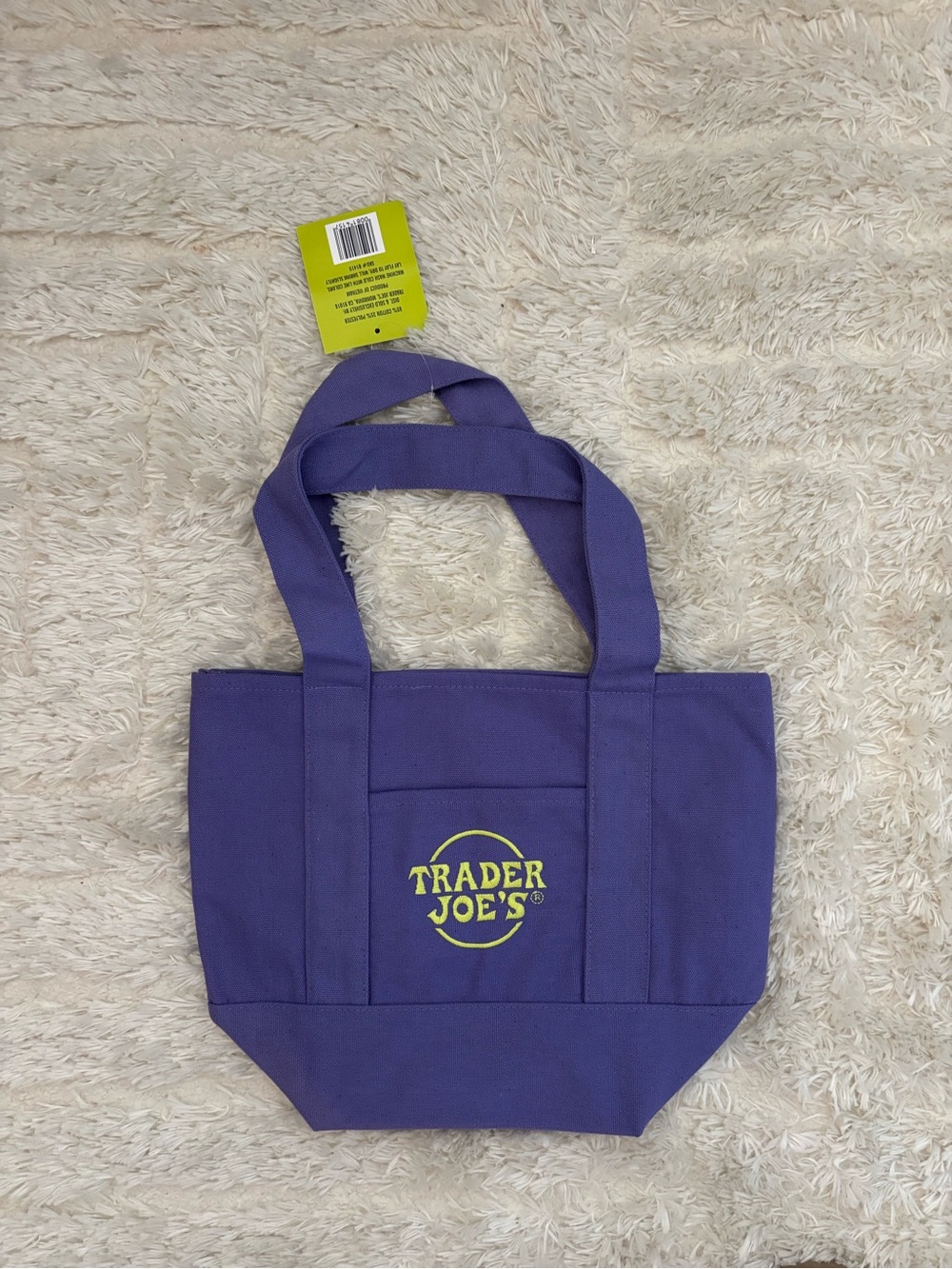 Trader Joe's Purple Canvas Tote with Yellow Logo